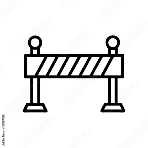 Construction barrier with striped design on white background  