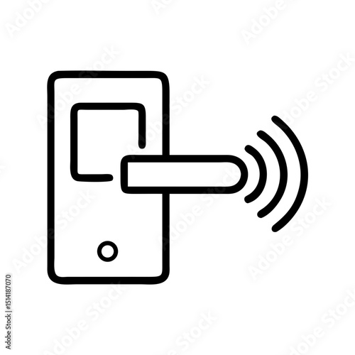 Door sensor illustration with wireless connection symbol