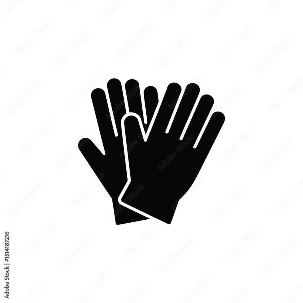 Black Gloves Pair Icon on Transparent Background, Protective Safety Handwear Black Gloves Pair Icon on Transparent Background, Protective Safety Handwear