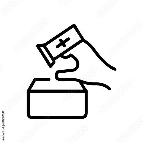 Hand placing a ballot in a voting box for election participation  