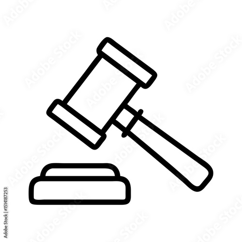 Gavel used in court for legal judgments on a wooden block  