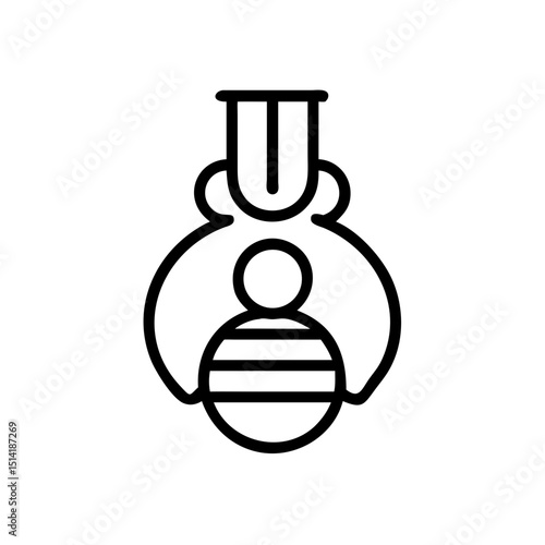 Minimalistic outline of a jail cell with a person inside  