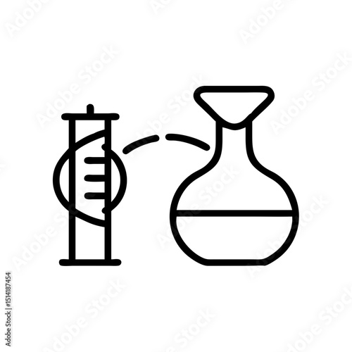Laboratory equipment like flask and measuring cylinder in outline style  