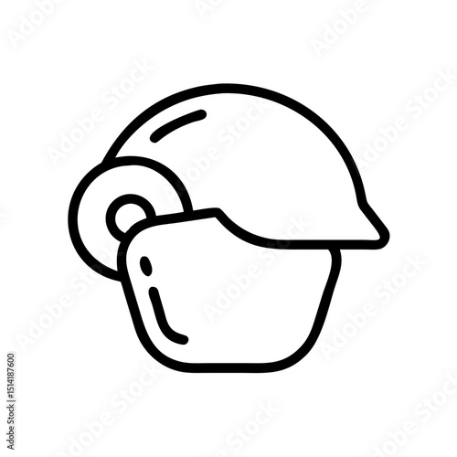 Construction worker helmet and face mask icon in outline style  