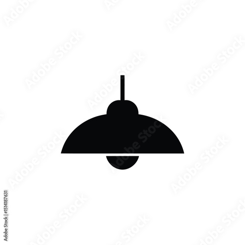 Black Light Fixture Icon on Transparent Background, Hanging Lamp Silhouette