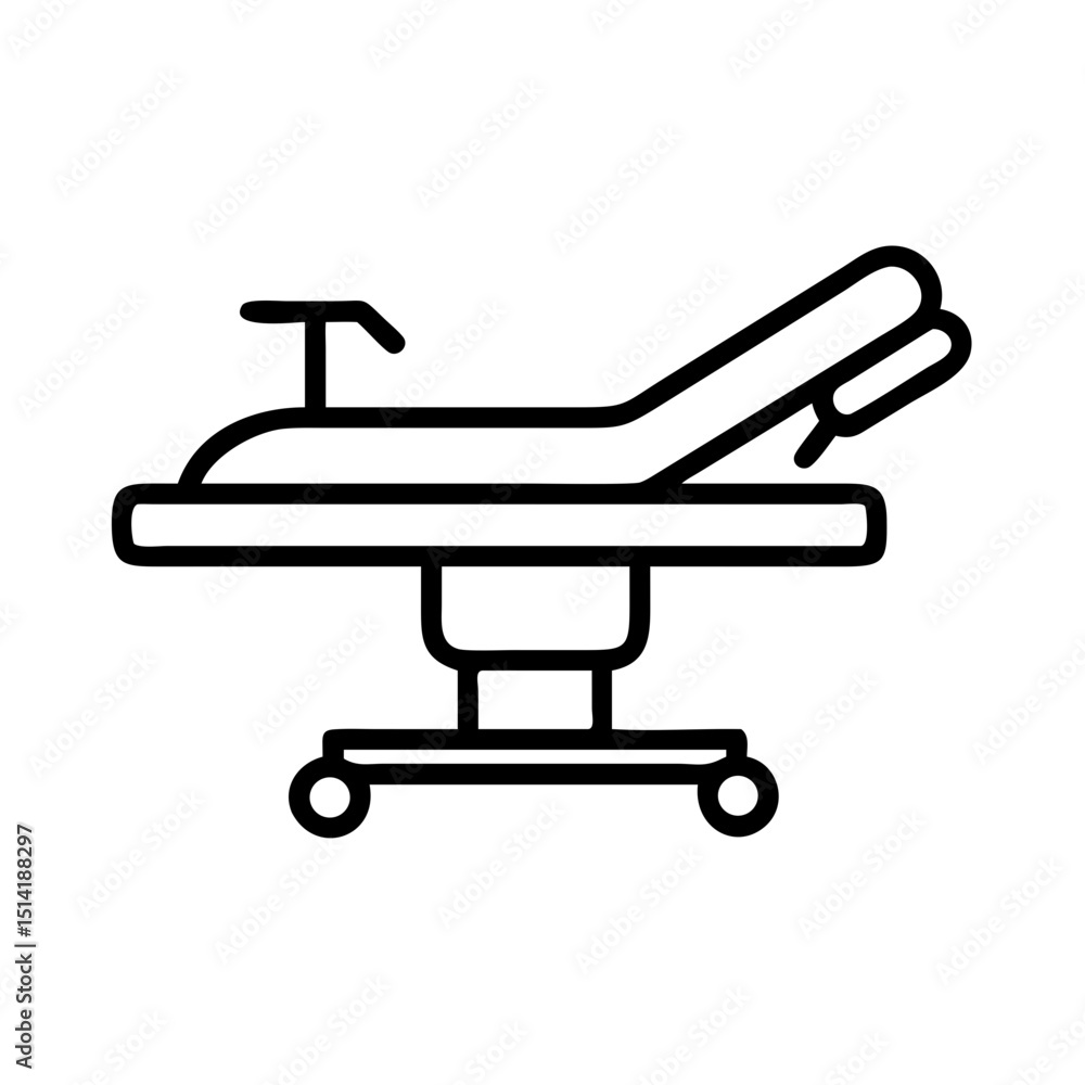 Medical examination table in flat design style with simple lines Medical examination table in flat design style with simple lines