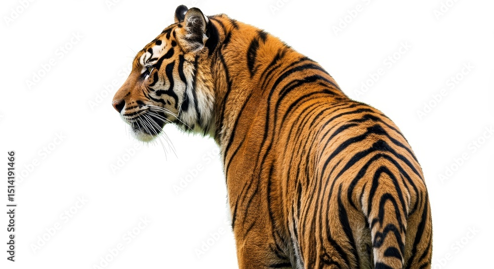 Obraz premium Realistic Image of a Majestic Tiger Isolated on White Background