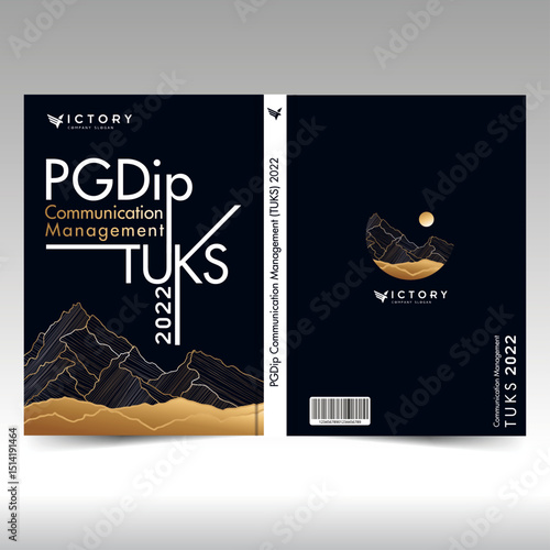 pgdip communication management tuks 2022 book cover template 3d mountain moon outline