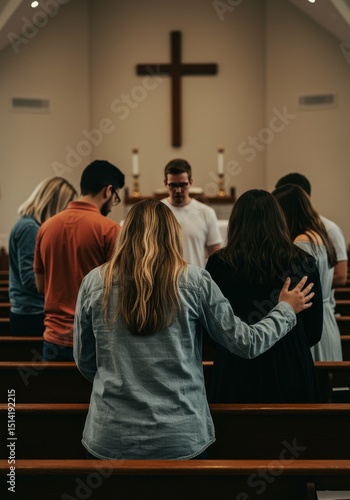 Photo People Praying Together inside Church Faith and Religion