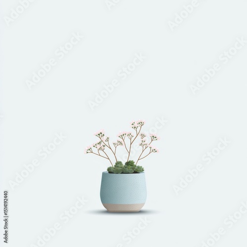 Wallpaper Mural Minimalist vector of a succulent plant with small flowers in a simple pot on a white background Torontodigital.ca