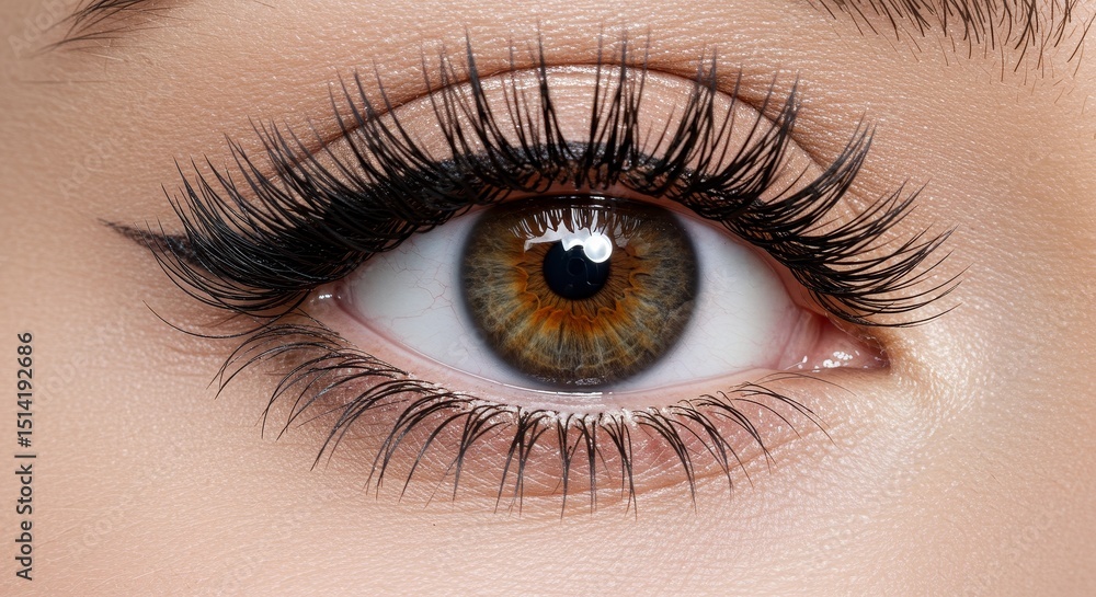 Obraz premium Realistic Eye Closeup with Detailed Lashes and Perfect Skin