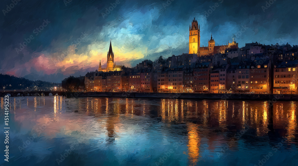 Fototapeta premium night view of the ancient city