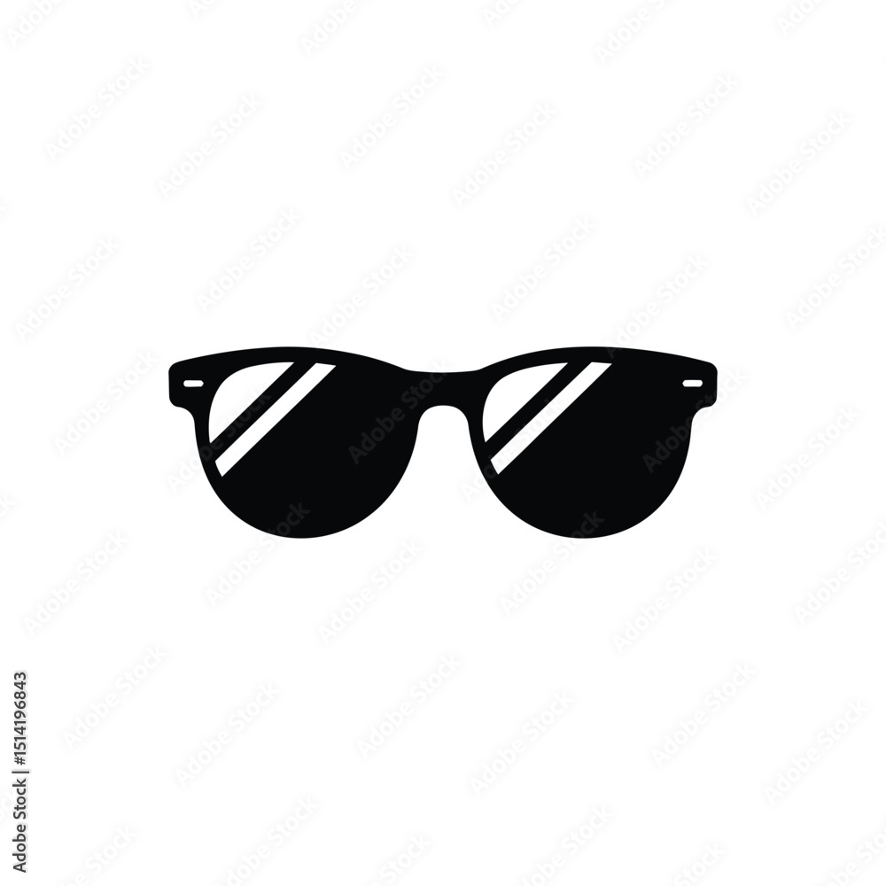 Fototapeta premium Black Sunglasses Icon with Thick Frames on Transparent Background Design Element