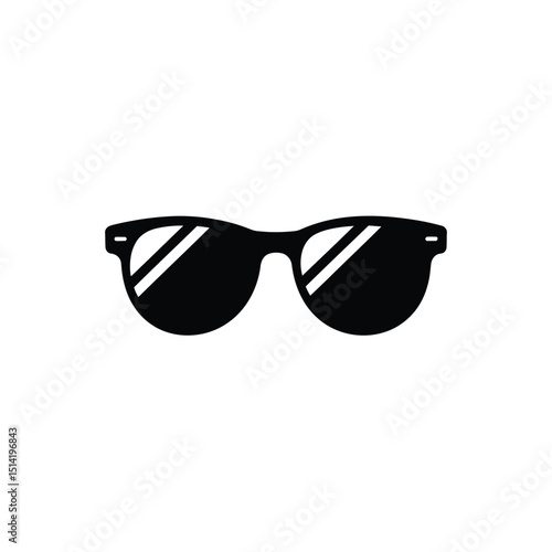 Black Sunglasses Icon with Thick Frames on Transparent Background Design Element