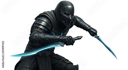 Ninja Character with Dual Energy Swords