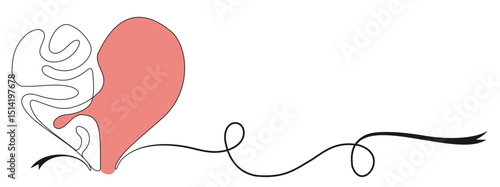 illustration of half of human brain and human heart. Vector illustration, heart shape image in mind and love in the form of heart frame logo icon. Philosophical