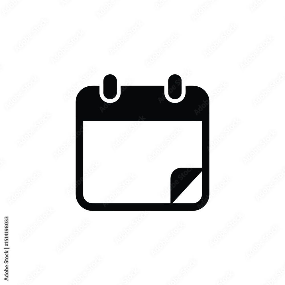 Calendar Flat Icon with Folded Page Corner on Transparent Background Glyph Style Calendar Flat Icon with Folded Page Corner on Transparent Background Glyph Style