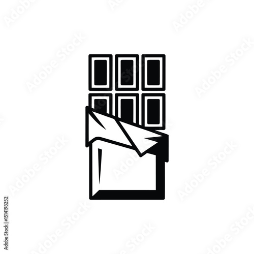 Chocolate Bar Silhouette Icon, Unwrapped Wrapper With Transparent Background