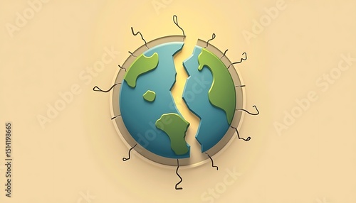 Cracked Earth Globe with Wires