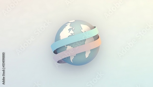 World Globe with Pastel Ribbons