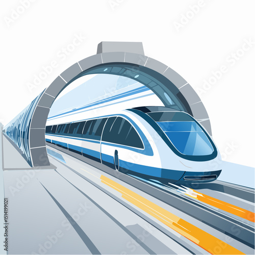 Hyperloop vehicle in tunnel, showing speed, tech design, and low-resistance shape.