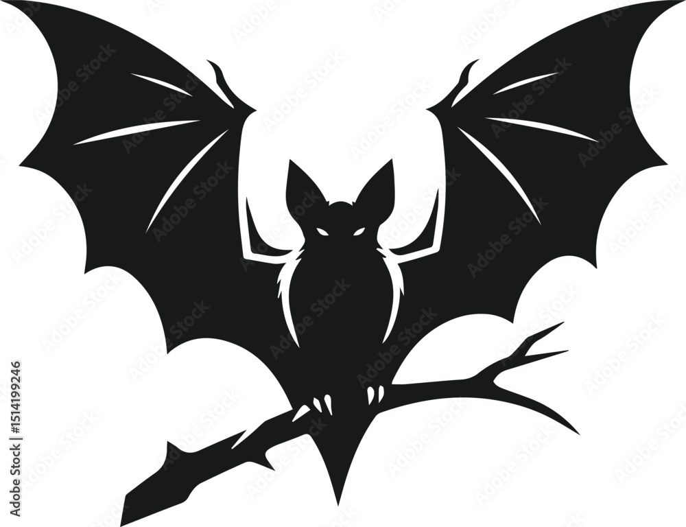 Obraz premium Black silhouette of a bat animal vector