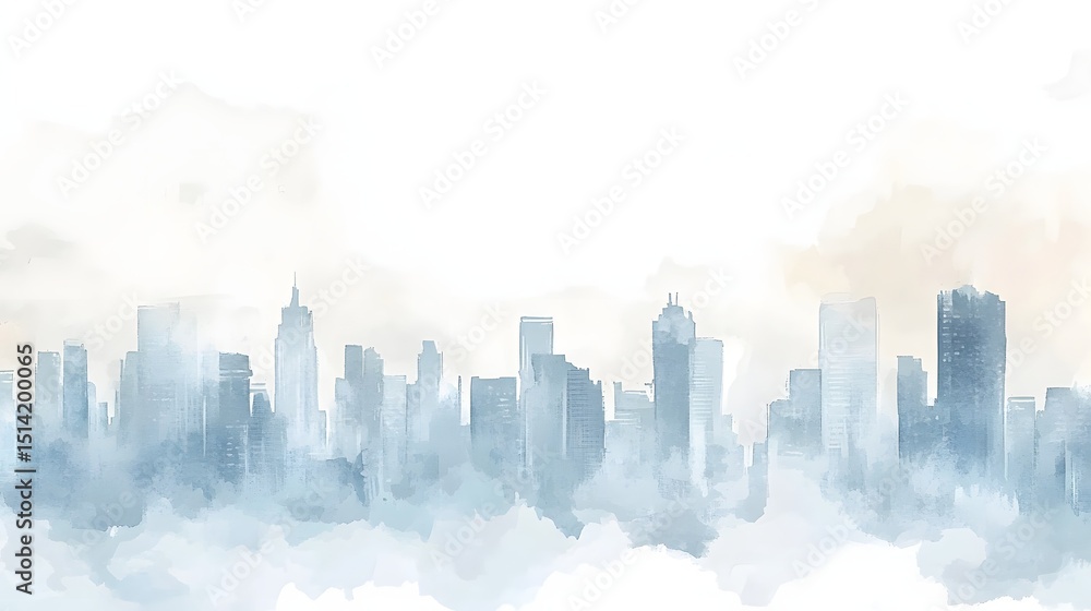 Fototapeta premium A stylized cityscape illustration in muted tones.
