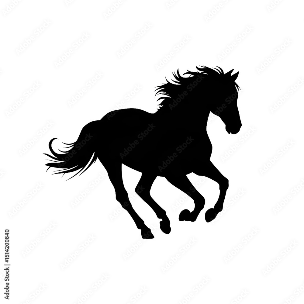 Flowing Mane Horse Silhouette Art Flowing Mane Horse Silhouette Art