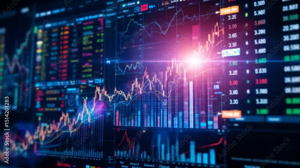 Financial stock growth chart investment chart on diagram background with digital display arrow up analysis money profit business finance success economy. 4k video Financial stock growth chart investment chart on diagram background with digital display arrow up analysis money profit business finance success economy. 4k video