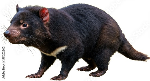 Tasmanian Devil Isolated on White Background Close Up Portrait