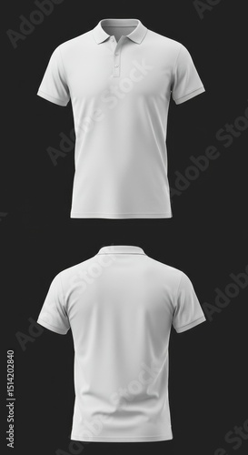 White Polo Shirt Apparel 3D Illustration Template Design Front Back