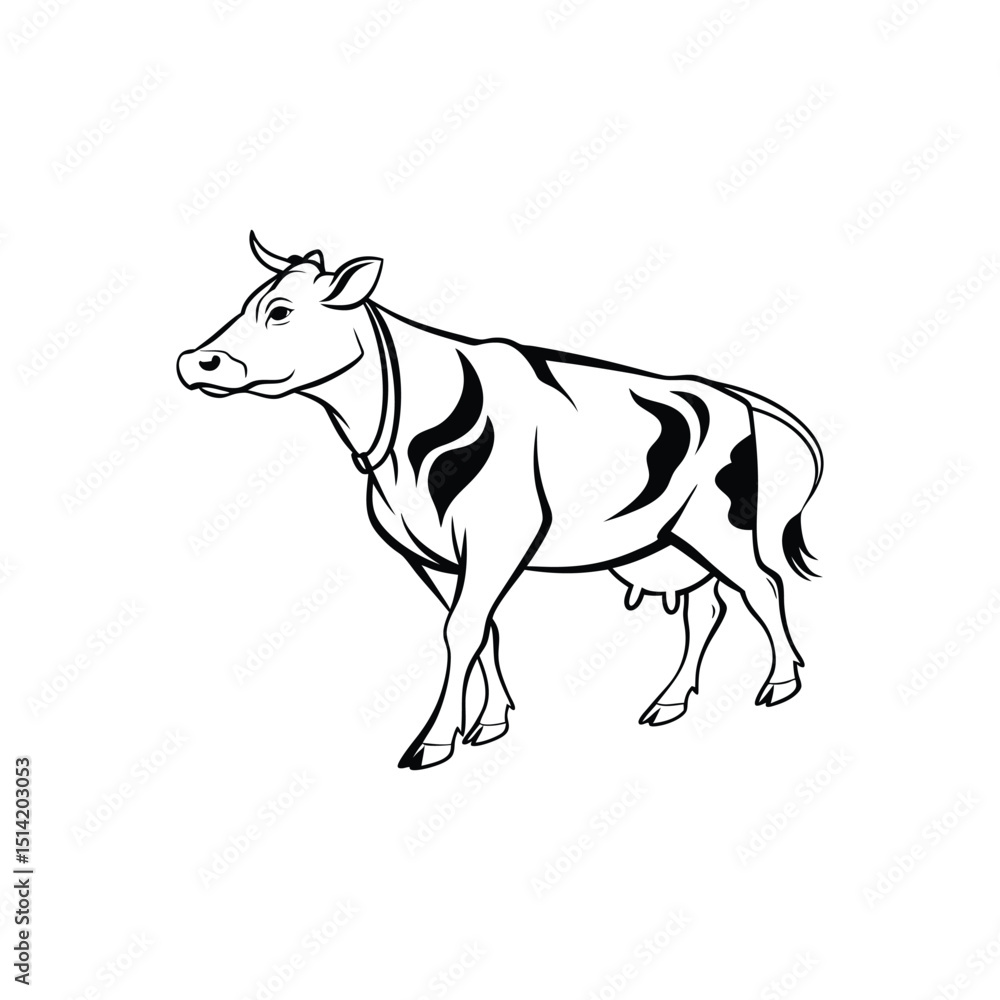 Fototapeta premium Elegant Cow Silhouette – Farm-Themed Design for Commercial Use