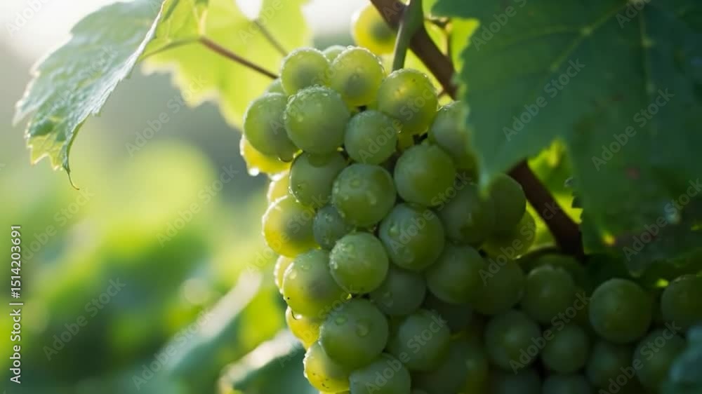 Close-up of a Bunch of Fresh Green Grapes on the Vine Close-up of a Bunch of Fresh Green Grapes on the Vine
