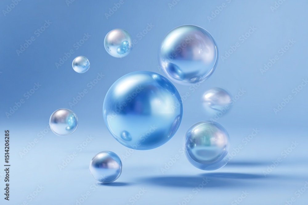 Soft blue smooth gradient background with floating 3D spheres with metallic reflections, corporate aesthetic style, high resolution abstract design. Modern futuristic technology concept Soft blue smooth gradient background with floating 3D spheres with metallic reflections, corporate aesthetic style, high resolution abstract design. Modern futuristic technology concept