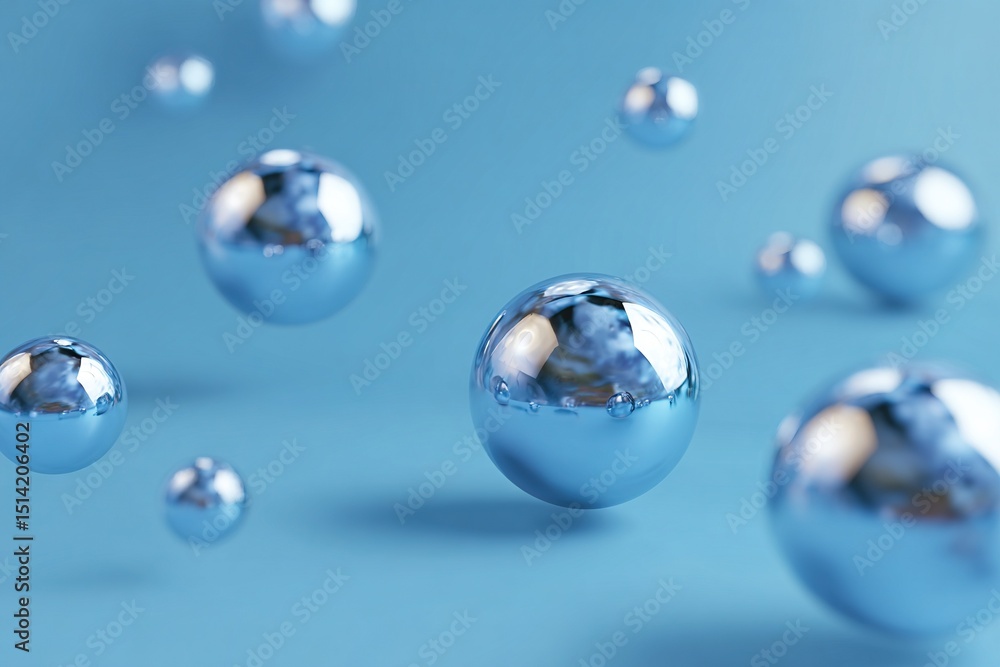 Soft blue smooth gradient background with floating 3D spheres with metallic reflections, corporate aesthetic style, high resolution abstract design. Modern futuristic technology concept Soft blue smooth gradient background with floating 3D spheres with metallic reflections, corporate aesthetic style, high resolution abstract design. Modern futuristic technology concept