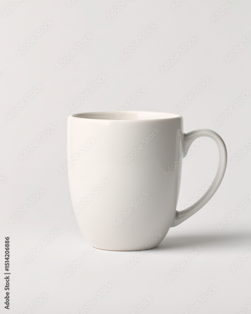 Fototapeta premium The professional ceramic coffee cup is placed on a pure and flawless white seamless background with soft shadows, showing high details and simple composition.