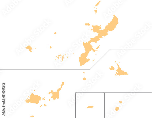 沖縄県　地図　オレンジ　イラスト
