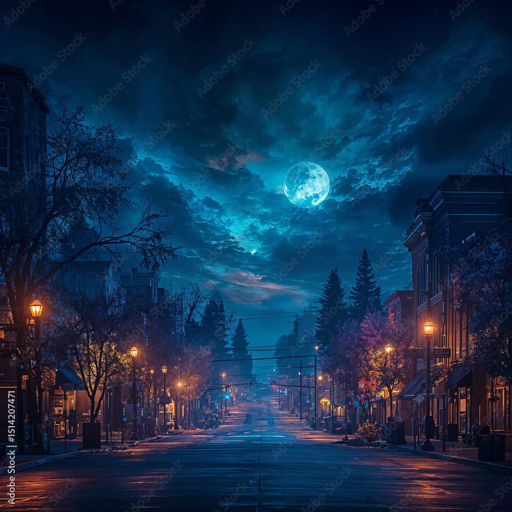 Obraz premium Celestial Surge Over Forgotten Streets. Generative AI 