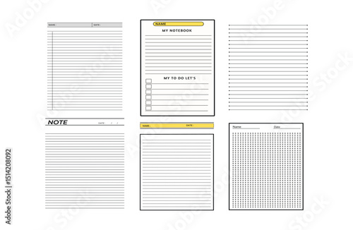 Sticky paper notes for daily planner. notebook sheets paper note to-do list and reminder, blank diary pages illustration