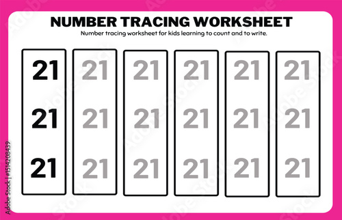 Number tracing practice worksheet with Worksheet for learning numbers. Number training writes and counts numbers. Exercises handwriting practice	