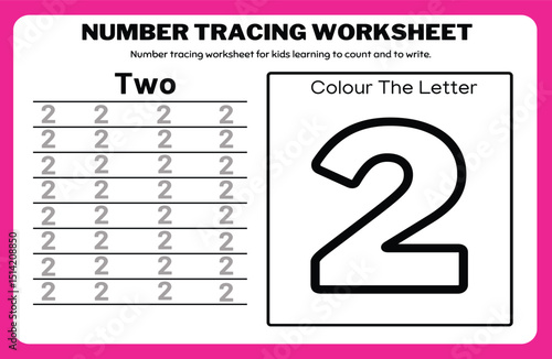 Number tracing practice worksheet with Worksheet for learning numbers. Number training writes and counts numbers. Exercises handwriting practice	