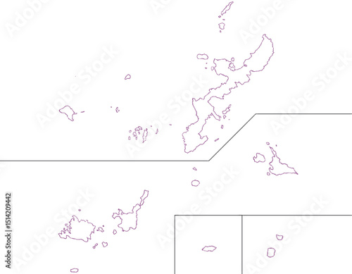 沖縄県　地図　白　イラスト