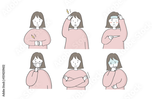 体調不良の女性　セット