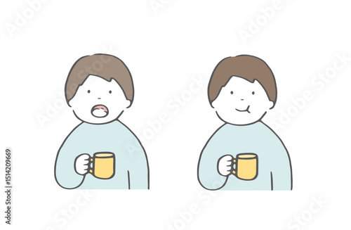 うがいをする男の子　正面