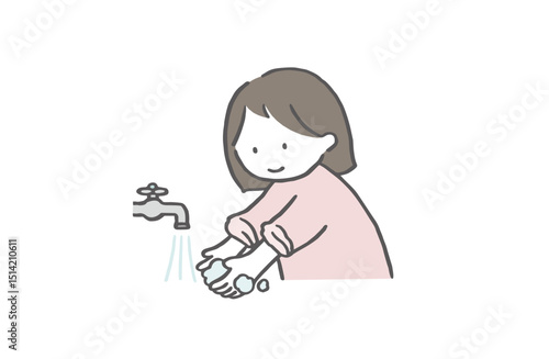 手を洗う女の子