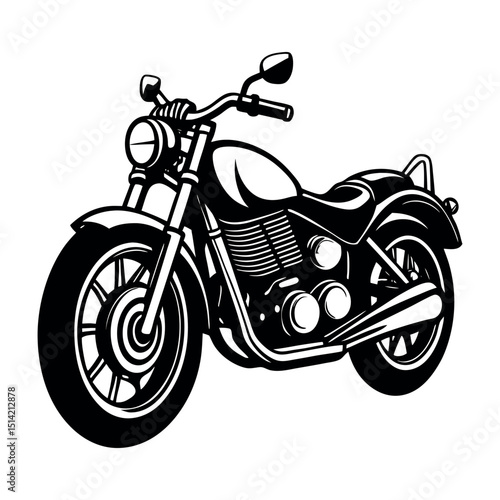 Motorcycle Silhouette Vector EPS, Black Motorbike Clipart, Vintage Bike Outline, Chopper Graphic for Logo, T-shirt, Sticker, and Print Design	