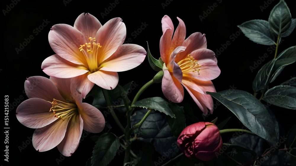 Fototapeta premium Beautiful flower with Close up of flower against black background Pitahaya Madhya Pradesh India Generate AI, 