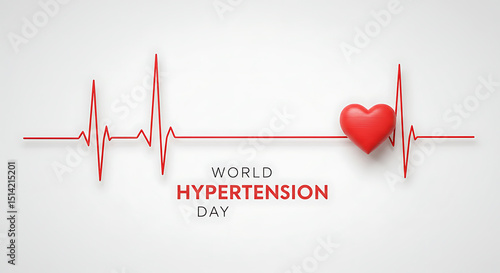 World Hypertension Day Medical Concept with Heartbeat ECG and Heart