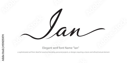 The elegant name 'Ian' rendered in a sophisticated serif font. Ideal for luxurious branding, personal projects, or designs requiring a classic and refined textual element.