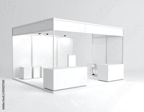 Empty white exhibition booth